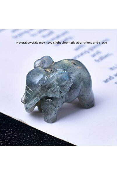 Choice تمثال فيل كريستالي ساحر من حجر اللابرادوريت، مقاس 1.38 بوصة - قطعة من ...