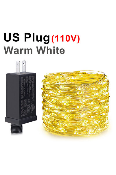 Choice سلسلة أضواء LED خارجية لعيد الميلاد بطول 30 مترًا، مزودة بمقبس أمريكي أبيض دافئ بطول 10 أمتار إلى 100 متر، مزودة بسلك نحاسي، 11