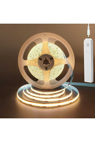Choice شريط إضاءة LED COB أبيض دافئ بطول 2 متر، 5 فولت، 320 مصباح LED/م، مستش...