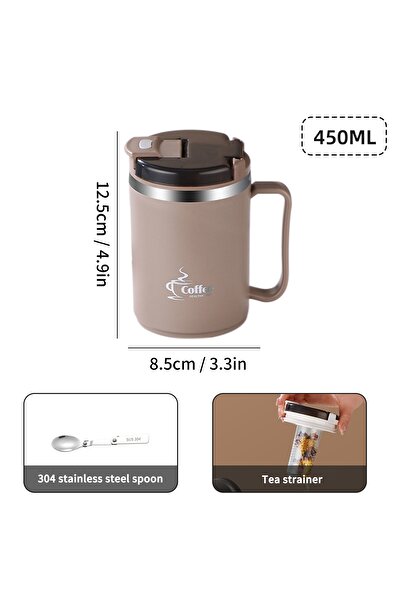 WORTHBUY كوب قهوة معزول مزدوج الطبقات مصنوع من الفولاذ المقاوم للصدأ 304 سعة ...