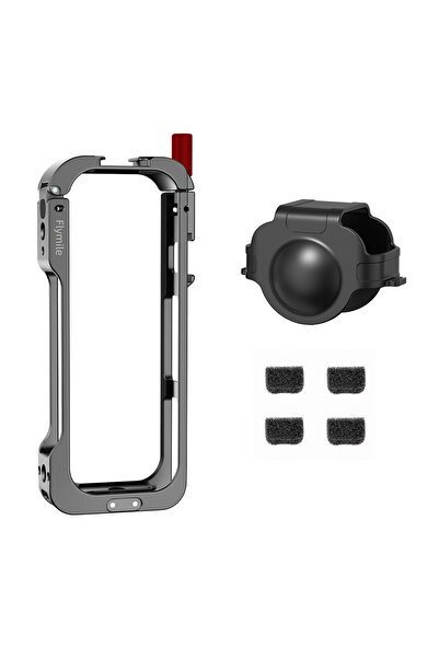 Choice قفص مقبض Flymile بإطار من الألومنيوم لكاميرا Insta360 X5 قفص مقبض ملحقات الكاميرا غطاء عدسة سيليكون