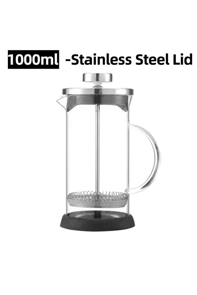 Choice 1000ml Steel lid 350-1000ml French Press Coffee Pot Stainless Steel Gl...