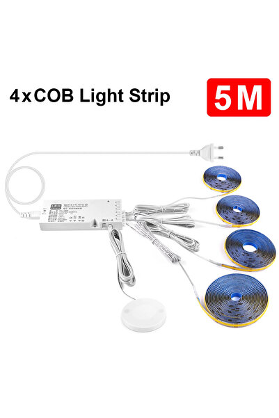 Choice مجموعة من 4 أشرطة LED COB LED قابلة للتعتيم بمقبس الاتحاد الأوروبي، شر...