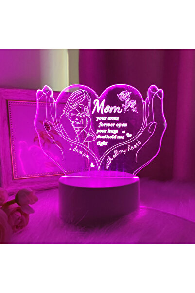 Choice مصباح ليلي وردي ثلاثي الأبعاد على شكل قلب إبداعي، مصباح هدية صغير لأمك...