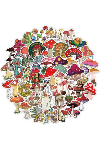 Choice مجموعة ملصقات فطر جميلة مكونة من 50 قطعة لزجاجة المياه، هدايا ديكور فط...