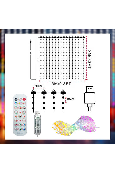 Choice 2PCS Curtain Light USB 3M-9.9ft-400LEDS 1/2PCS Smart LED Curtain Light...