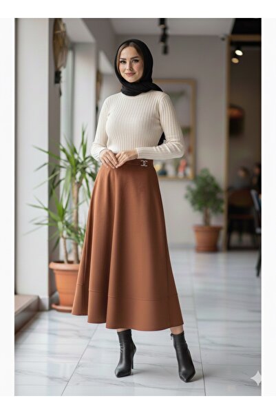 EFTELYABUTİK Kadın yüksek bel,basic kadife Etek