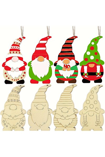 Choice 12Pcs 12Pcs Christmas Wooden Gnome Hanging Ornaments Unfinished Wood C...
