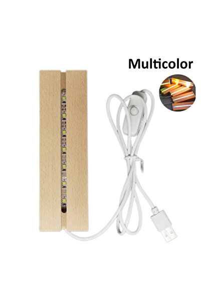 choice2 مصباح ليلي خشبي متعدد الألوان بتقنية LED، مصباح أكريليك مستطيل فني مز...