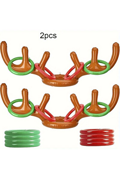 Choice 2pcs 1/2pcs Inflatable Reindeer Antler Ring Toss Party Game Set Christ...