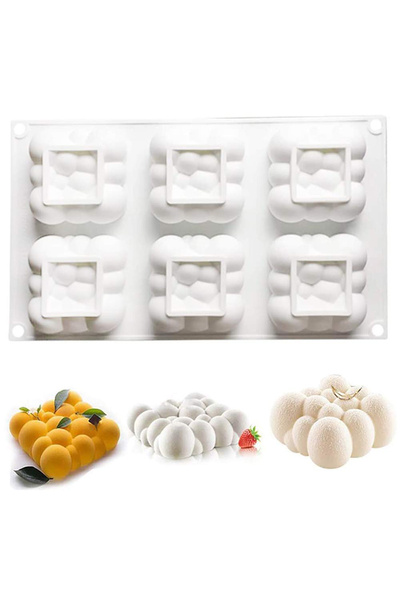 Choice قالب معجنات سيليكون وردي مكون من 6 تجاويف على شكل سحابة ثلاثية الأبعاد...