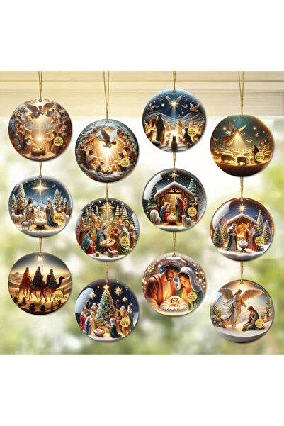 Miniso 12 قطعة من زينة شجرة عيد الميلاد المخصصة، 12/24 قطعة، صورة عيد الميلاد...