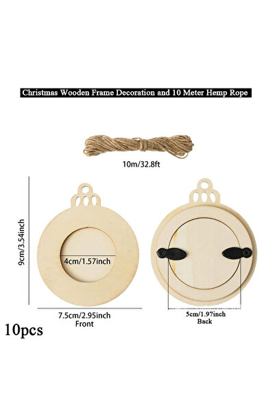 Choice 9 سم × 7.5 سم، 10 قطع من زينة إطار الصورة لعيد الميلاد، إطار خشبي غير مكتمل، زينة معلقة للصور
