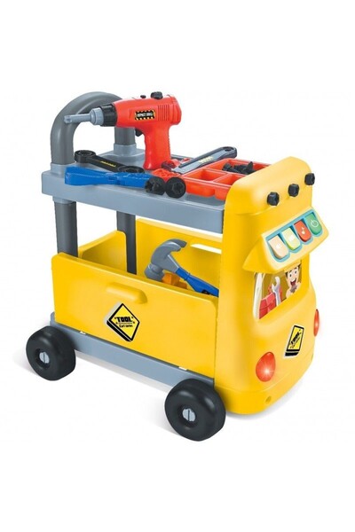 PROCART Children's workbench, bus shape, sounds, 38 multi-colored accessories