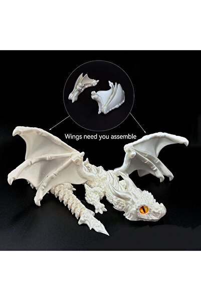 Choice تمثال تنين مجنح مطبوع ثلاثي الأبعاد أبيض قطعة واحدة بعيون عشوائية، منح...