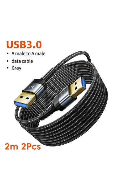 Toocki 2m 2Pcs Male to Male Dual USB A Cable USB3.0 High Speed Extension Cable for Radiator Camera 5