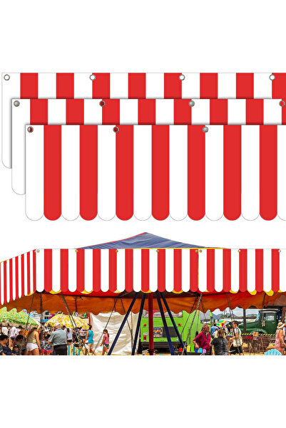 Choice زينة مظلة الكرنفال الحمراء، 3 قطع، خيمة، ديكورات معلقة للسيرك، لافتة الكرنفال، امتيازات