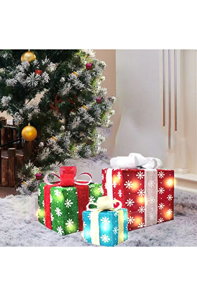 Choice 19x15x12cm B 3PCS 3PCS Christmas Lighted Gift Boxes, LED Lighted Gift ...