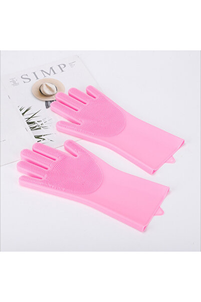 Choice Pink Silicone Dishwashing Gloves for Kitchen Dishwashing Laundry Scrubbing Gloves Household Soft Bri