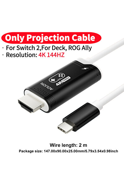 ALLOYSEED Black 4K144HZ Portable 4K TV Dock Station for Switch 2 with Type C ...