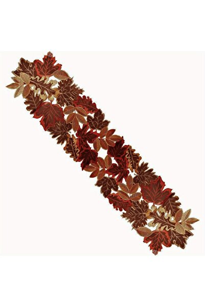 Choice مفرش طاولة مطرز بأوراق القيقب الخريفية، قطعة واحدة، مقاس 35×176 سم، تص...