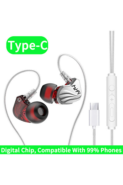 Choice سماعة رأس T2000 Type-C فضية اللون مقاس 3.5 مم مزودة بشريحة رقمية AUX/T...