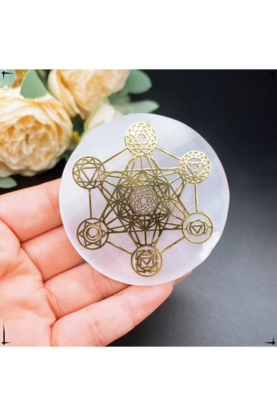 Choice شريحة سيلينيت كريستالية طبيعية من النوع 7، مقاس 6 سم، مصنوعة من الجبس ...