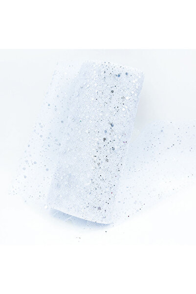 Choice 6in x 10Yards WHITE Glitter Tulle Fabric Roll 6 Inch 10 Yards Sequin Sparkling Ribbon Spool Netting