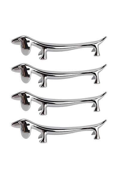 Choice حامل أدوات مائدة على شكل كلب مكون من 4 قطع، حامل عيدان طعام فضي مطلي بالكهرباء من سبائك الزنك المصقولة على شكل حيوان