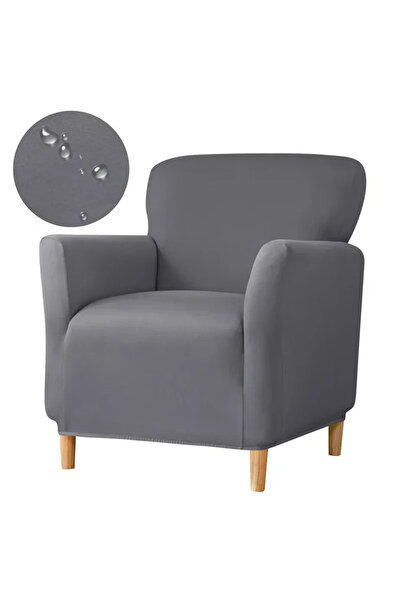 Choice غطاء أريكة رمادي قطعة واحدة مقاوم للماء وغطاء أريكة بلون سادة وغطاء كرسي النادي مرن فردي A