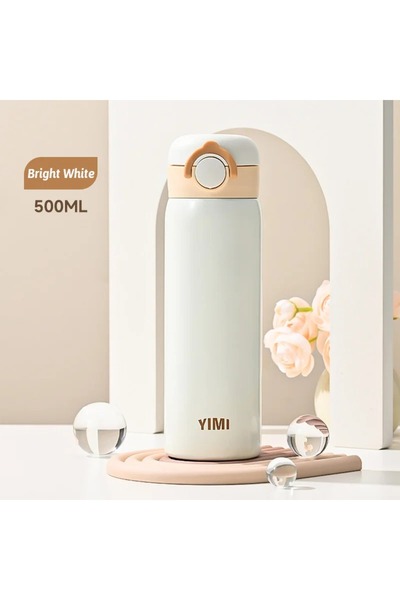 Choice 500ml Bright White 500ML Thermos Bottle Vacuum Flasks Tumbler 304 Stai...