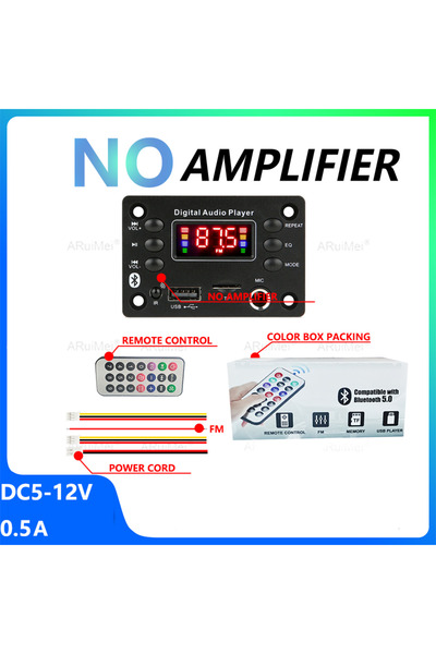 Choice لا يوجد مكبر صوت تيار مستمر 12 فولت بلوتوث 5.0 MP3 WMA WAV APE فك لوحة الصوت للسيارة بدون استخدام اليدين ميكروفون USB
