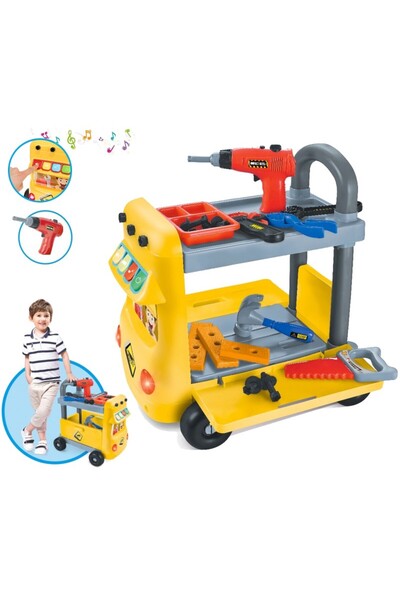 PROCART Children's workbench, bus shape, sounds, 38 multi-colored accessories