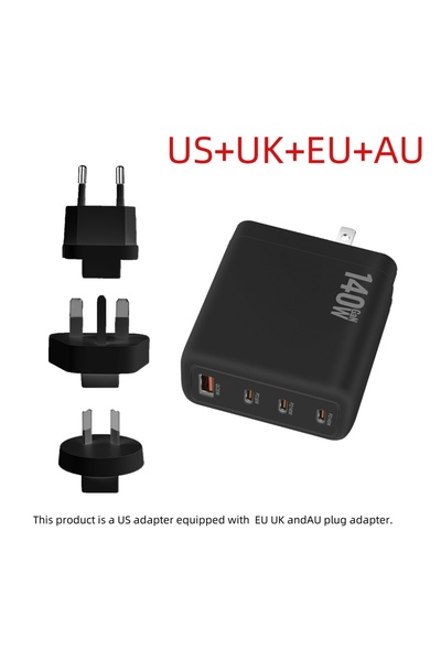 Choice شاحن GaN جديد متعدد المنافذ بقوة 140 وات PD3.1 3C1A رأس شحن فائق السرعة صغير الحجم محمول للهواتف المحمولة