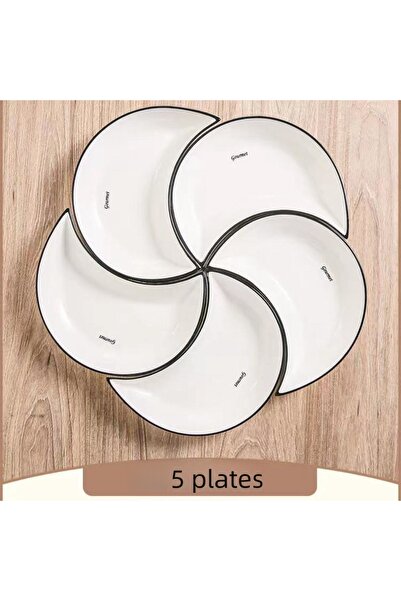 Choice 8.85 بوصة 5 قطع أطباق بيضاء طقم عشاء سيراميك ريونيون 5 قطع طبق ساخن مر...