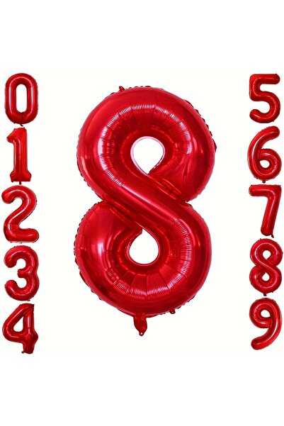 Choice بالون أحمر كبير من رقائق معدنية على شكل الرقم 8، مقاس 40 بوصة، مناسب ل...