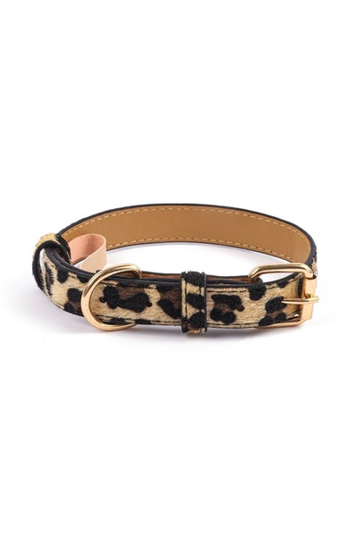 Choice M Leopard pattern Adjustable metal buckle PU fabric dog/cat collar with snake/leopard pattern Suitab