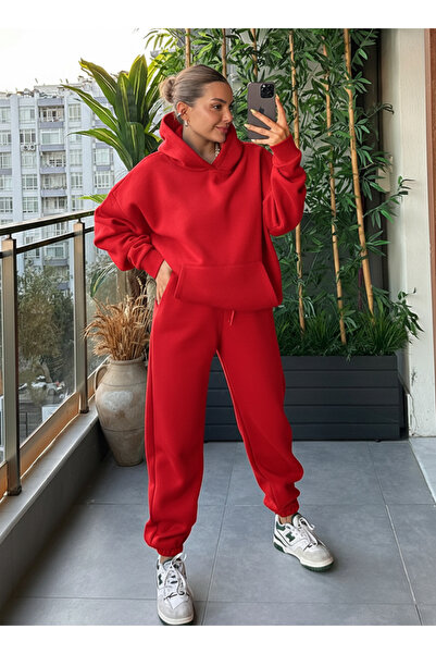 BayBayan ЖЕНСКИ 3-НИШЕН КАЗУАЛЕН ТРЕЙКСУИТ С КАПЮШОН И ВИСОКА ТАЛИЯ