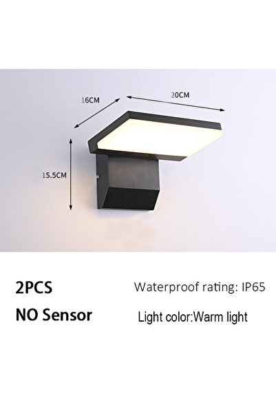 Choice ضوء دافئ 2 قطعة بدون مستشعر مصباح حائط خارجي حديث LED مقاوم للماء IP65 مستشعر أضواء حائط للحديقة