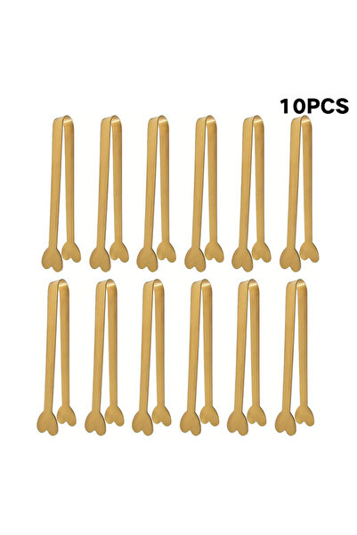 Choice 10pcs Stainless Steel Heart-Shaped Mini Tongs for Sugar/Ice Cubes Tea Party Wedding Coffee Bar Gift