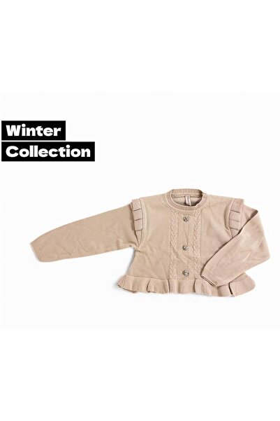 Gocoland Girl's ruffle-trimmed shoulder knit sweater