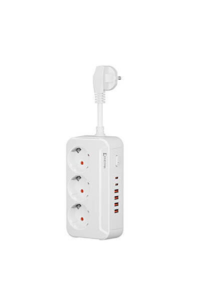 Choice قابس الاتحاد الأوروبي أبيض 2500 واط قابس الاتحاد الأوروبي منافذ التيار المتردد متعددة المشاريع شريط الطاقة كابل تمديد 1.8 متر مقبس كهربائي