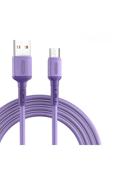 Choice كابل USB من السيليكون السائل STONEGO باللون الأرجواني بطول 2 متر يعمل بنظام Android وكابل شاحن USB 3A وكابل بيانات سريع الشحن