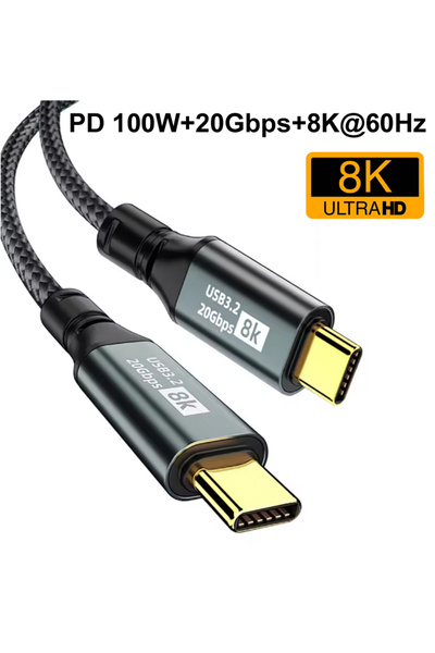 Choice كابل شحن سريع 3 متر 1 متر 2 متر 3 متر PD 100 واط USB Type C 3.2 20 جيجابت في الثانية 8K@60Hz OTG Data VIDEO لأجهزة تلفزيون الواقع الافتراضي iPhone