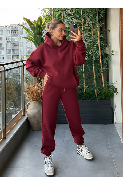 BayBayan ЖЕНСКИ 3-НИШЕН КАЗУАЛЕН ТРЕЙКСУИТ С КАПЮШОН И ВИСОКА ТАЛИЯ