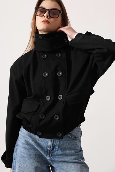 VAGGON Button Closure Double Pocket Lined Bomber Jacket