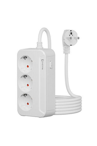 Choice EU Plug White 1.8m 2500W EU Plug AC Outlet Wall Power Strip Multitap Extension Cord 1.8M Electrical
