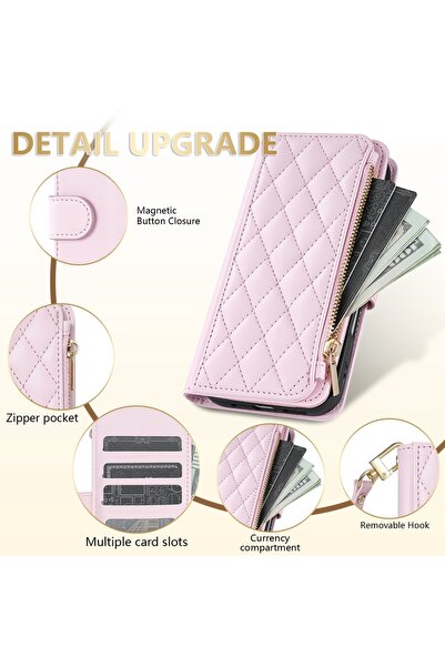Choice Galaxy A17 Pink Wallet Small Fragrance Zipper Cardslot Magnetic Flip L...