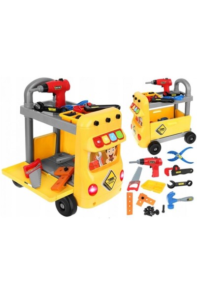 PROCART Children's workbench, bus shape, sounds, 38 multi-colored accessories