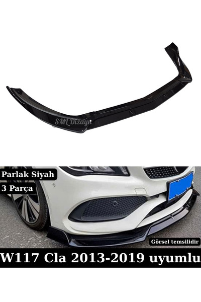 SML Dizayn Mercedes W117 Cla Ön Lip Ek Karlık 2013-2019 Parlak Siyah Plastik